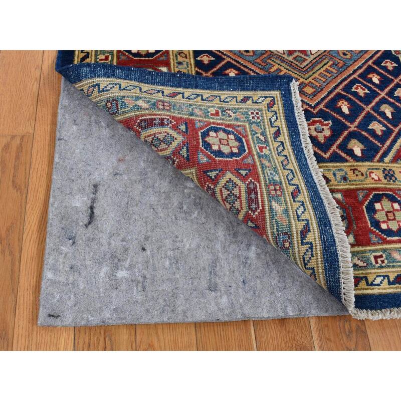 Shahbanu Rugs Yale Blue, Special Kazak, Pure Wool, Hand Knotted